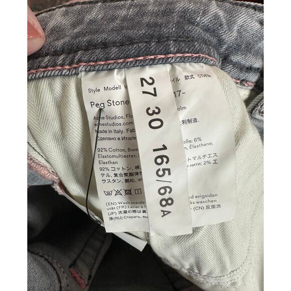 ACNE STUDIOS Bla Konst Peg Stone Grey Denim Jeans Skinny Made in Italy - 27 NWT - Picture 5 of 6